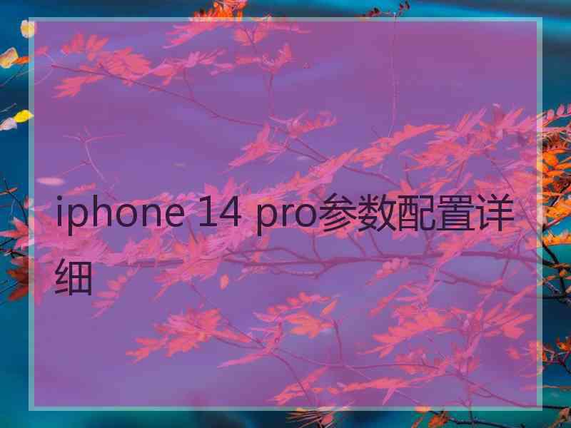 iphone 14 pro参数配置详细