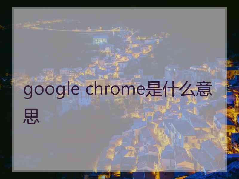 google chrome是什么意思