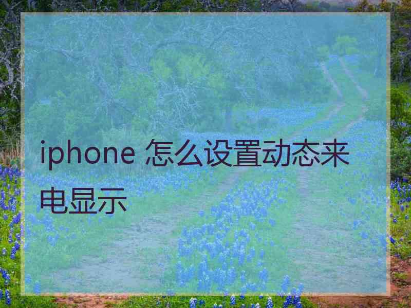 iphone 怎么设置动态来电显示