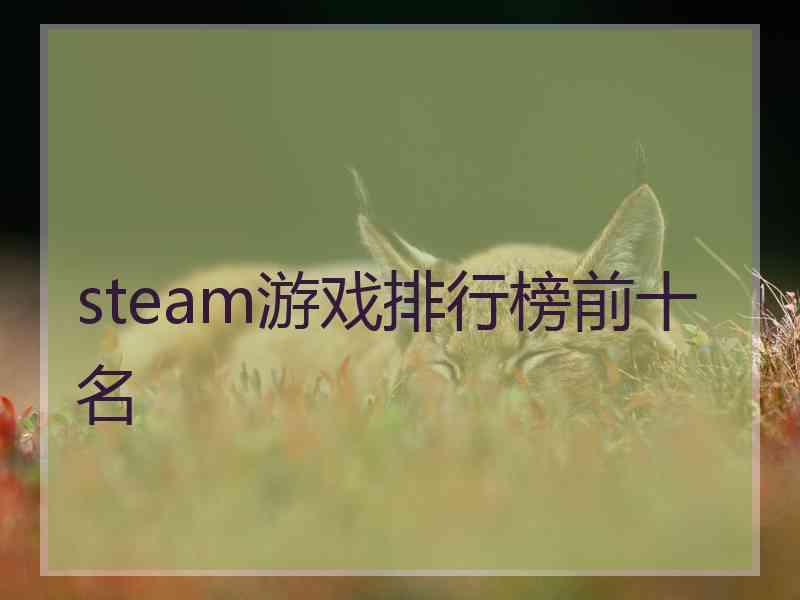 steam游戏排行榜前十名