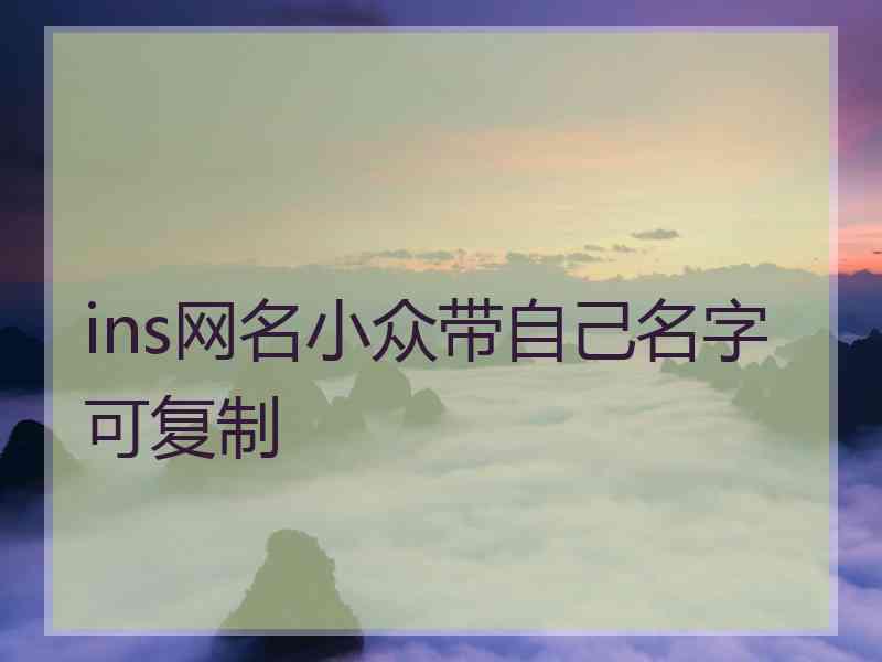 ins网名小众带自己名字可复制