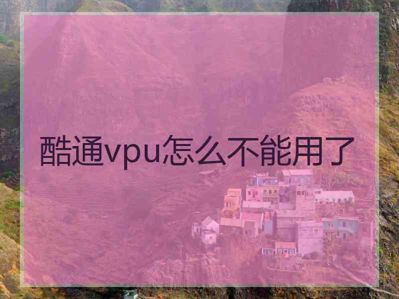 酷通vpu怎么不能用了