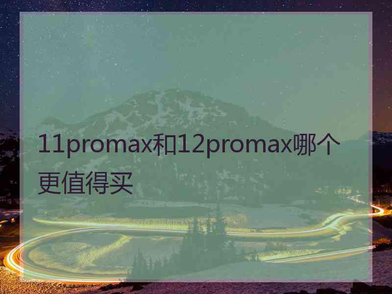 11promax和12promax哪个更值得买