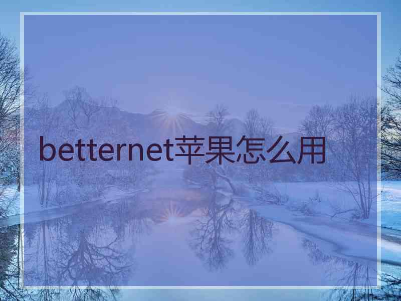 betternet苹果怎么用