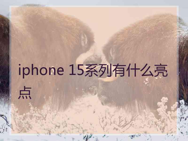 iphone 15系列有什么亮点