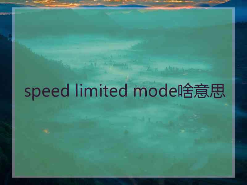 speed limited mode啥意思