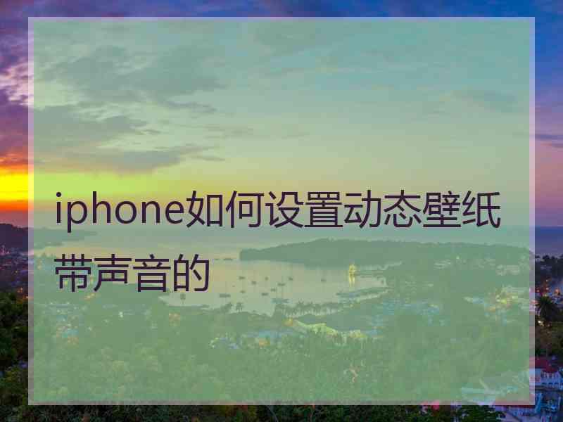 iphone如何设置动态壁纸带声音的