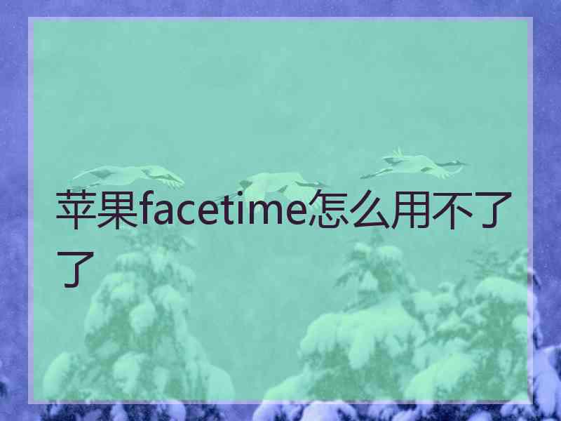 苹果facetime怎么用不了了