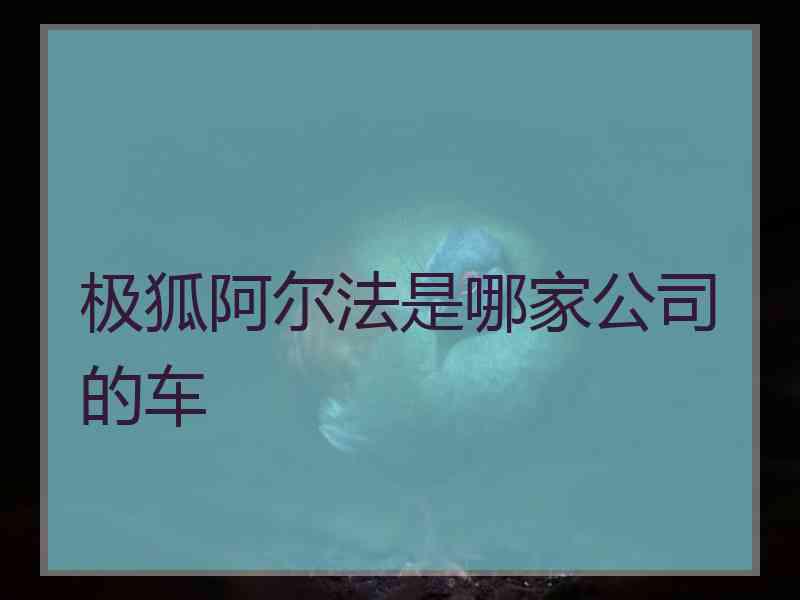 极狐阿尔法是哪家公司的车