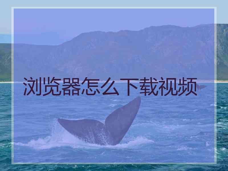 浏览器怎么下载视频