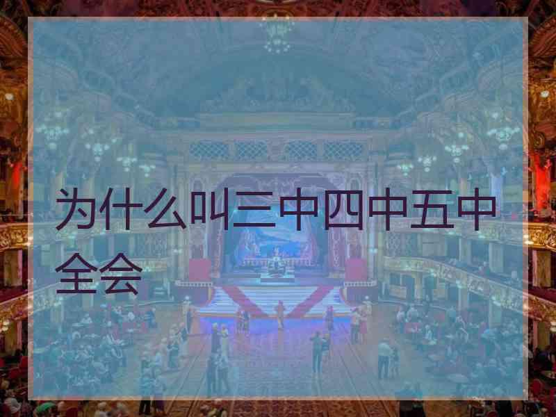 为什么叫三中四中五中全会