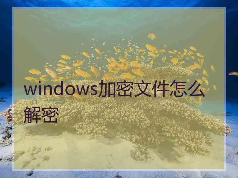 windows加密文件怎么解密