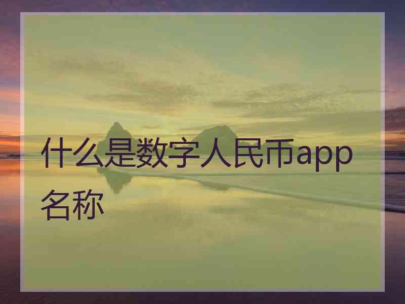 什么是数字人民币app名称