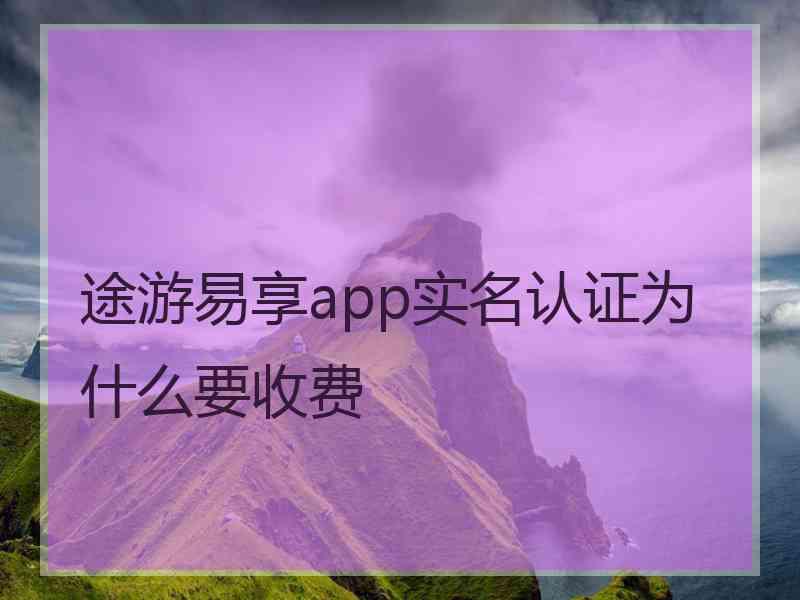 途游易享app实名认证为什么要收费