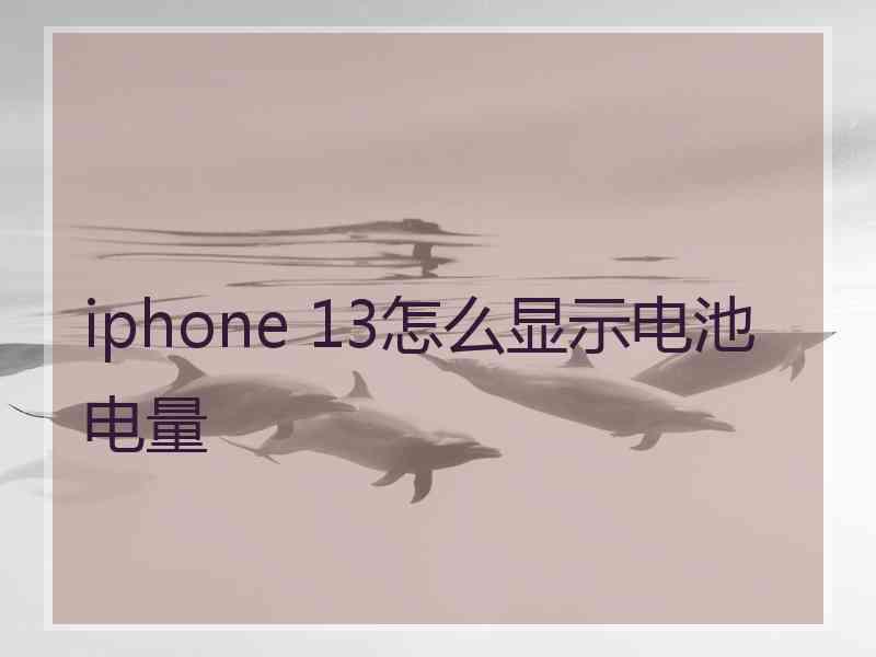 iphone 13怎么显示电池电量