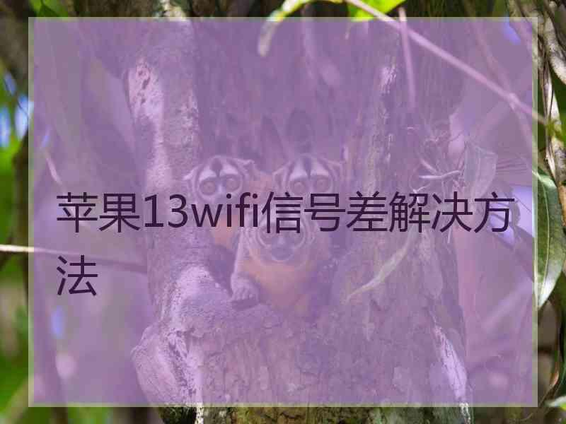 苹果13wifi信号差解决方法