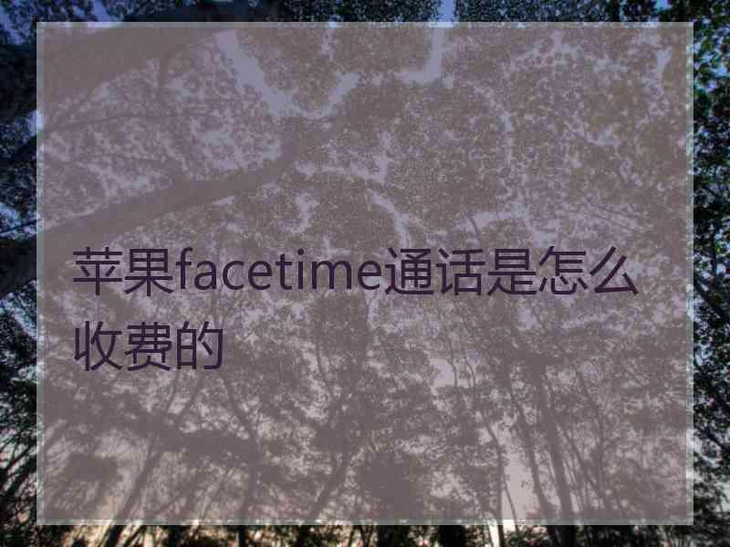 苹果facetime通话是怎么收费的