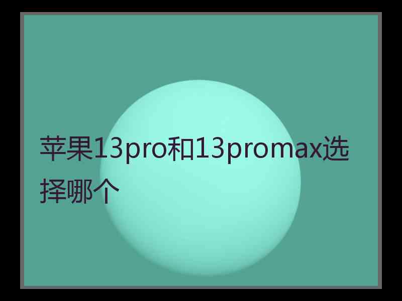 苹果13pro和13promax选择哪个