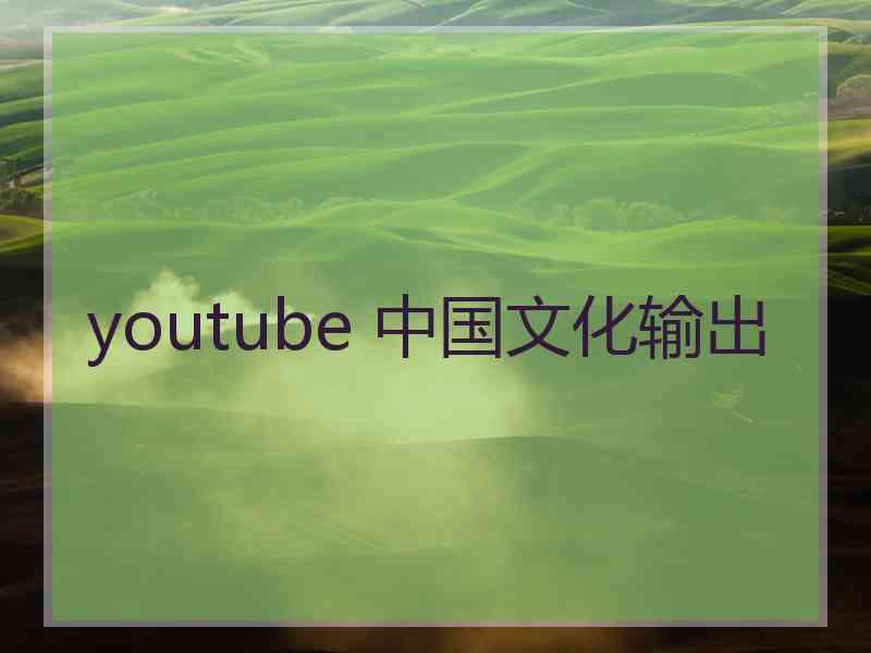 youtube 中国文化输出