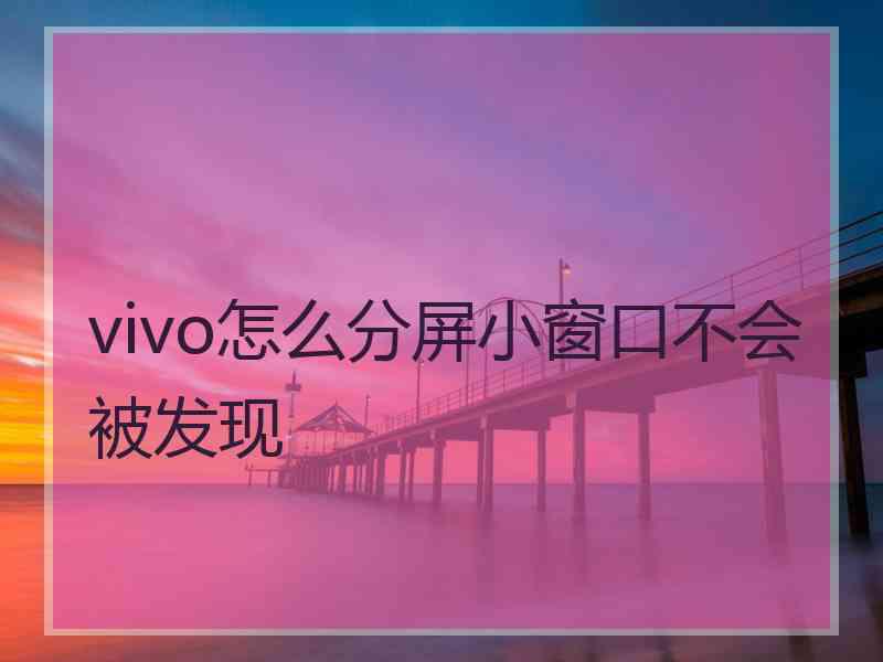 vivo怎么分屏小窗口不会被发现