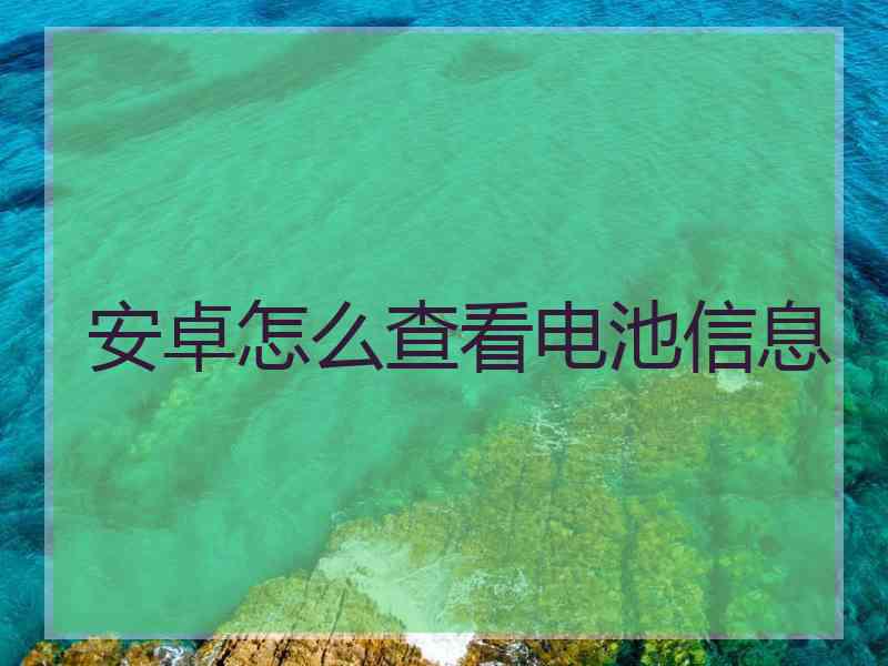 安卓怎么查看电池信息