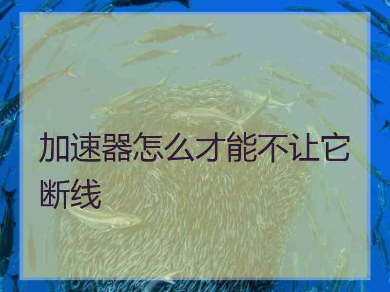 加速器怎么才能不让它断线