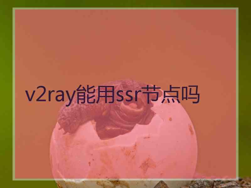 v2ray能用ssr节点吗