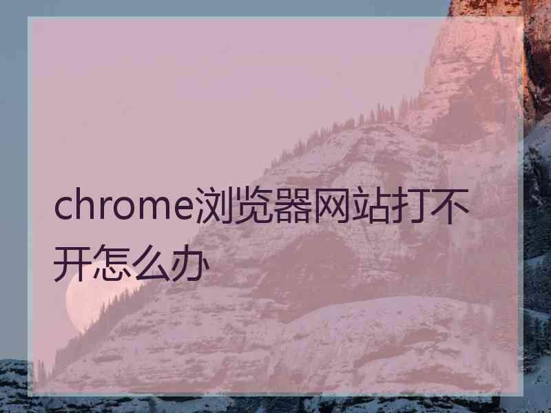 chrome浏览器网站打不开怎么办