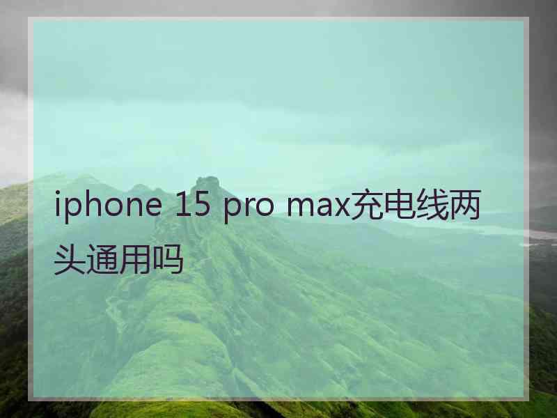 iphone 15 pro max充电线两头通用吗