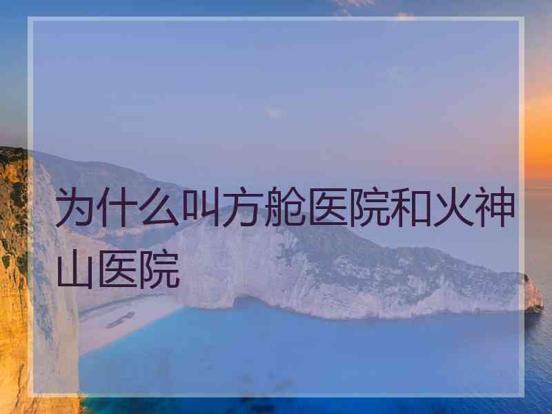 为什么叫方舱医院和火神山医院