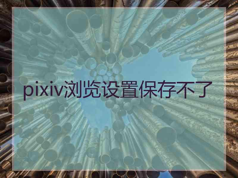 pixiv浏览设置保存不了