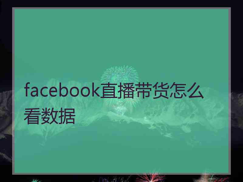 facebook直播带货怎么看数据