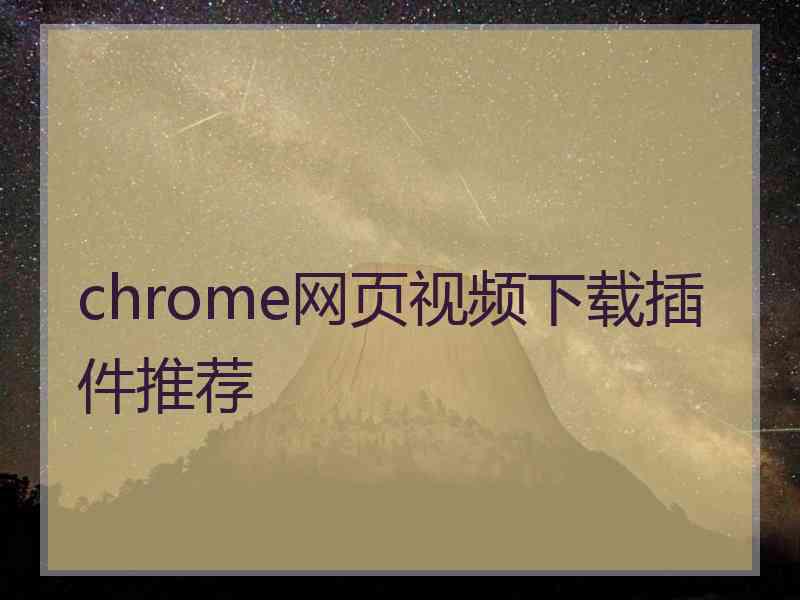 chrome网页视频下载插件推荐