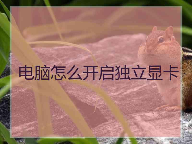 电脑怎么开启独立显卡