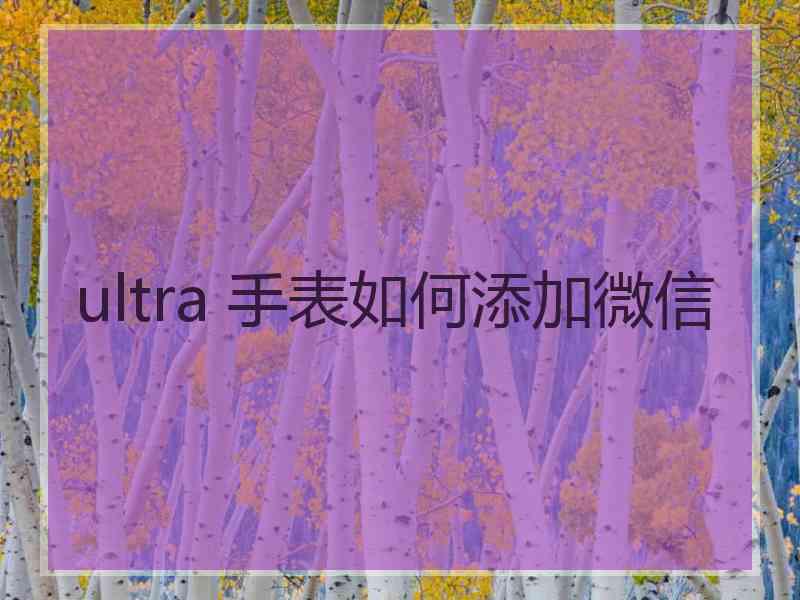 ultra 手表如何添加微信