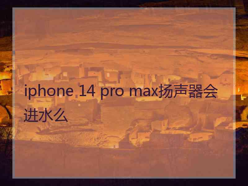 iphone 14 pro max扬声器会进水么