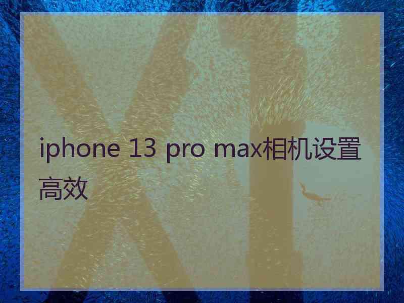 iphone 13 pro max相机设置高效