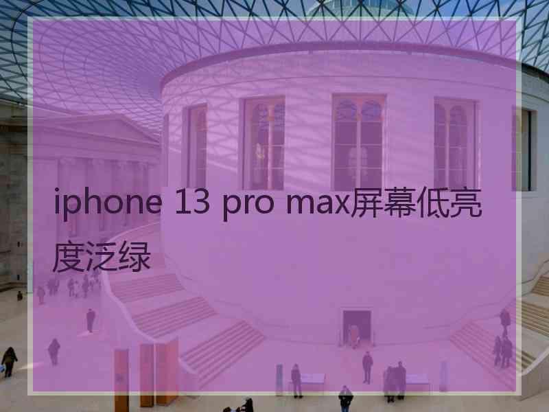 iphone 13 pro max屏幕低亮度泛绿