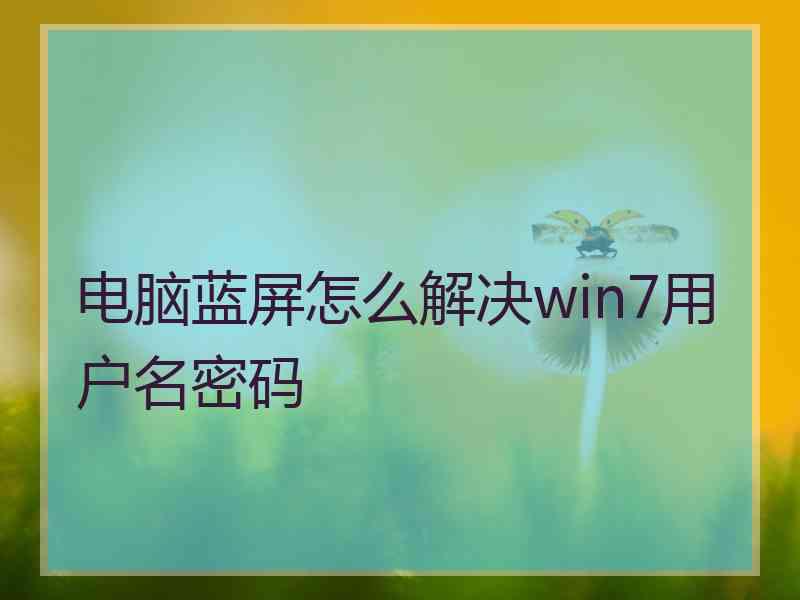 电脑蓝屏怎么解决win7用户名密码