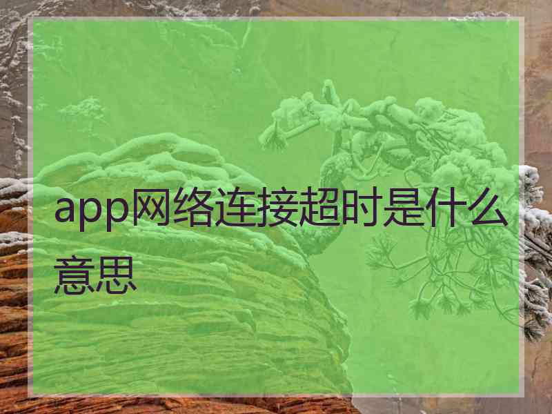 app网络连接超时是什么意思