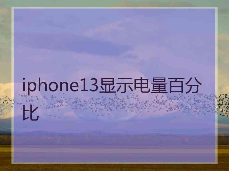 iphone13显示电量百分比