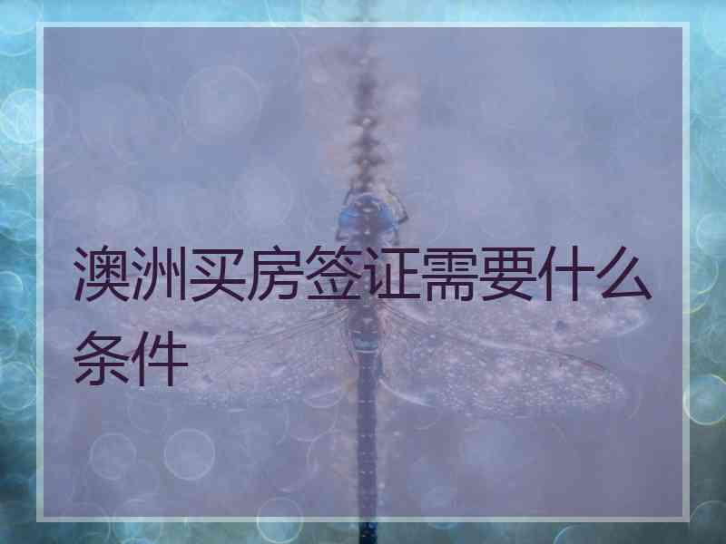 澳洲买房签证需要什么条件