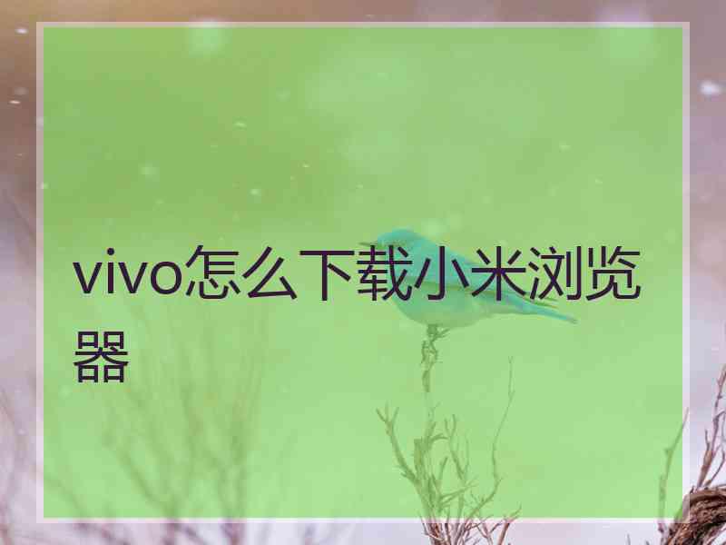 vivo怎么下载小米浏览器