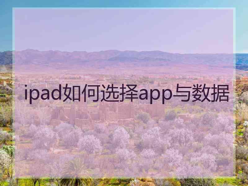 ipad如何选择app与数据