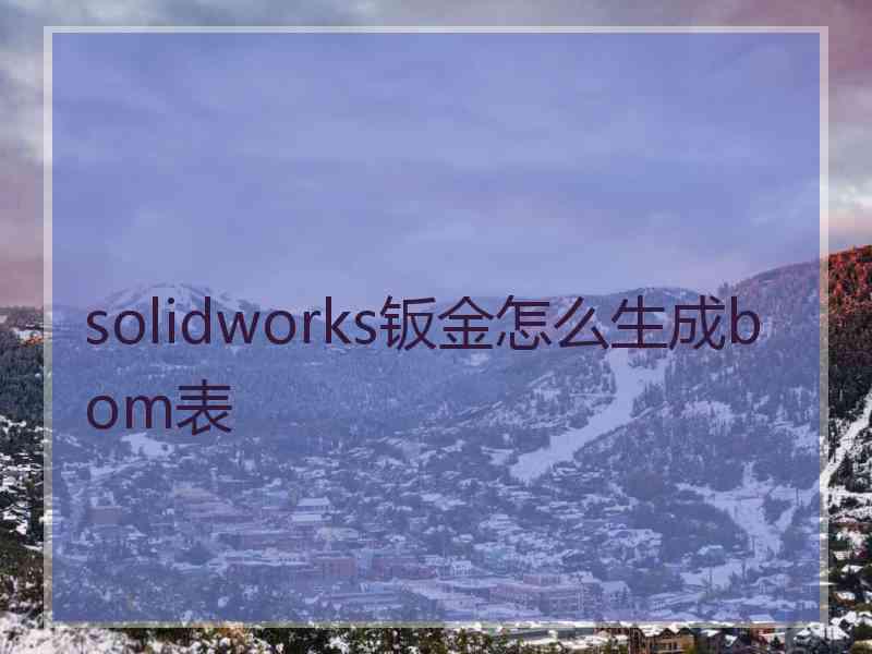 solidworks钣金怎么生成bom表