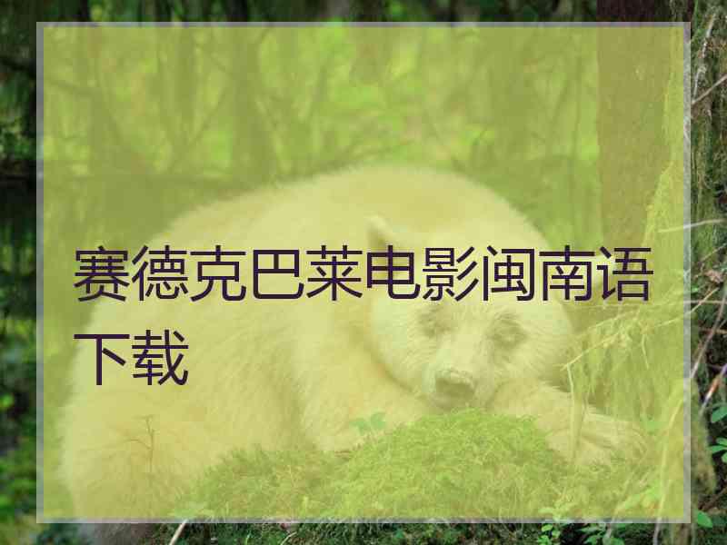 赛德克巴莱电影闽南语下载