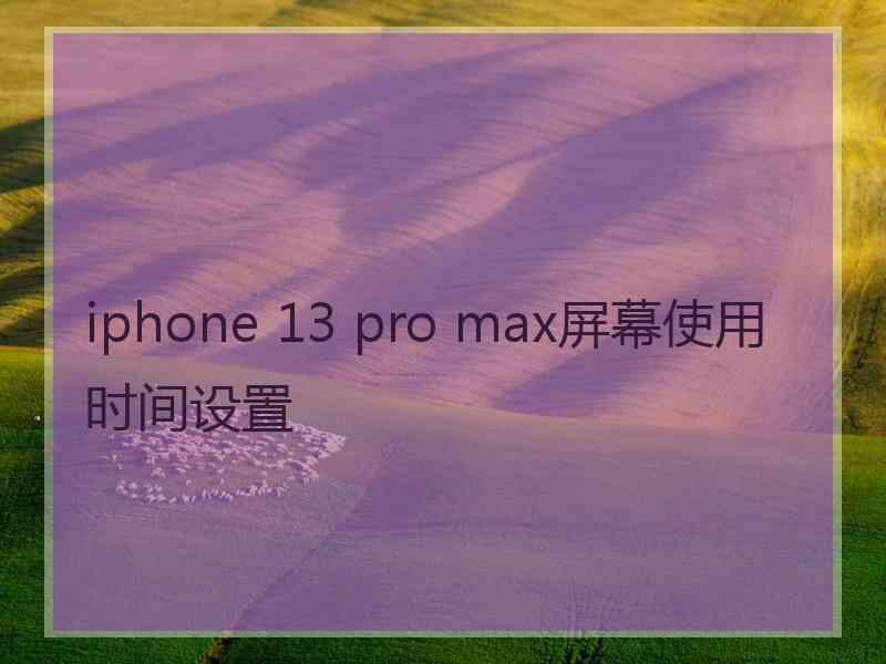 iphone 13 pro max屏幕使用时间设置