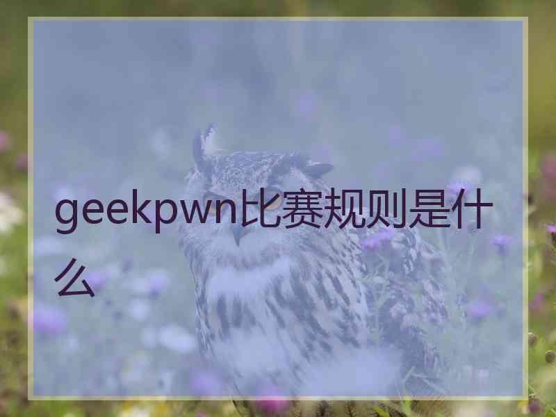 geekpwn比赛规则是什么