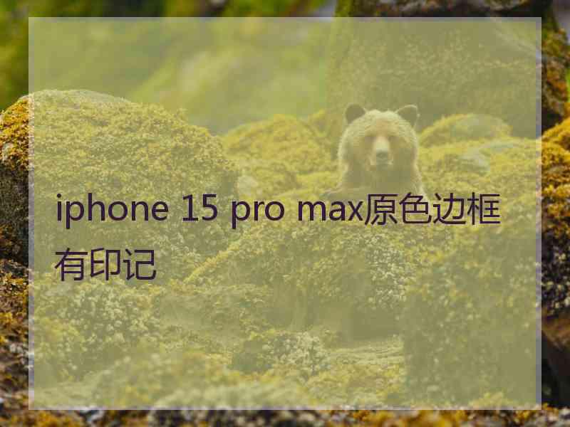 iphone 15 pro max原色边框有印记