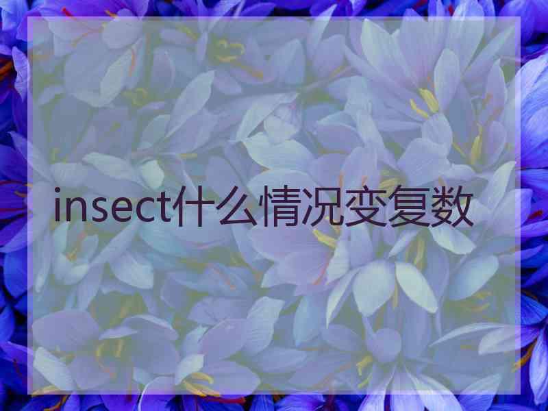 insect什么情况变复数